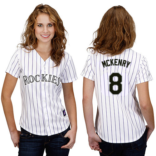Michael McKenry #8 mlb Jersey-Colorado Rockies Women's Authentic Home White Cool Base Baseball Jersey